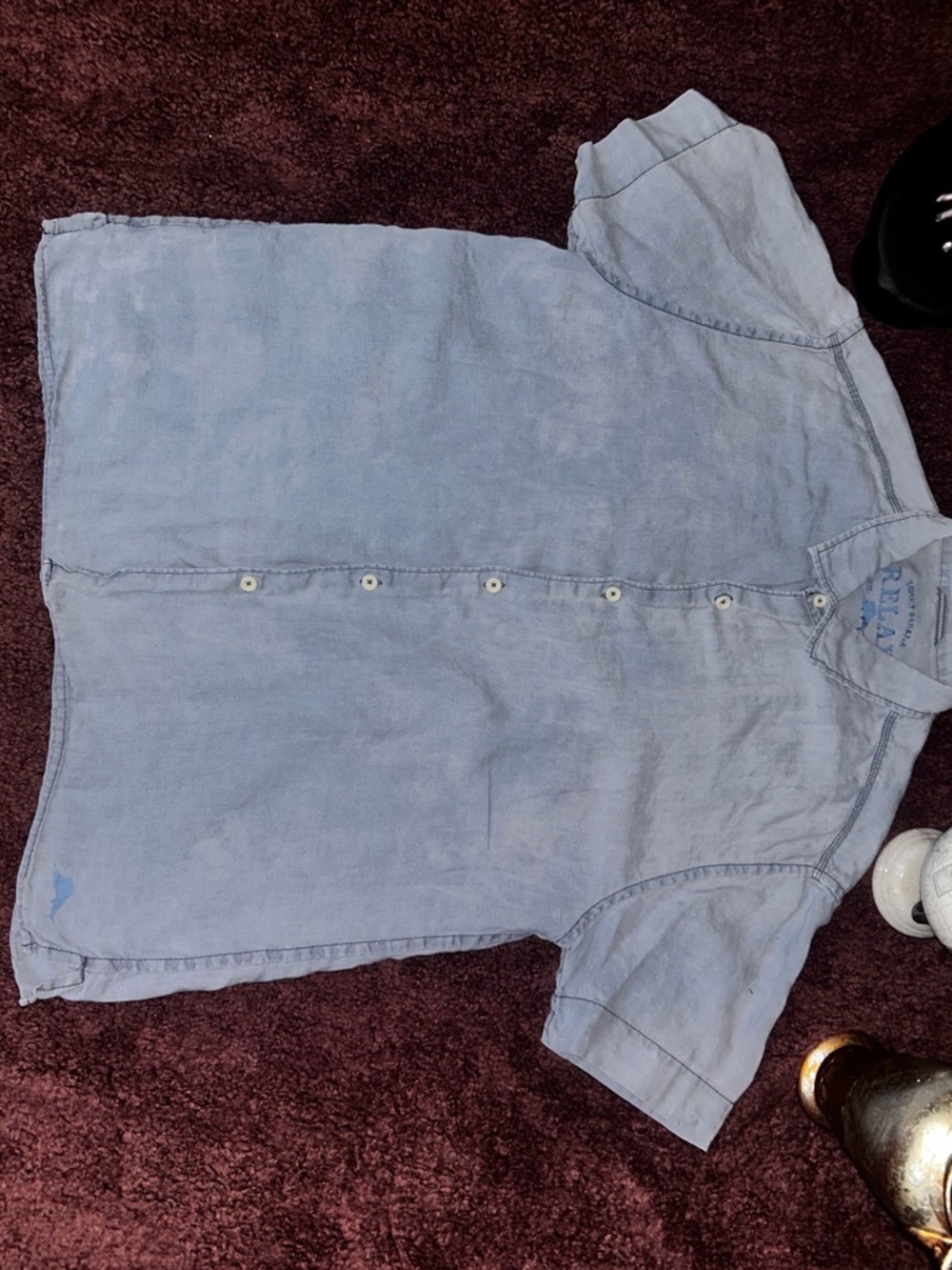 Tommy Bahama Light Blue Short-Sleeve Button-Up Shirt